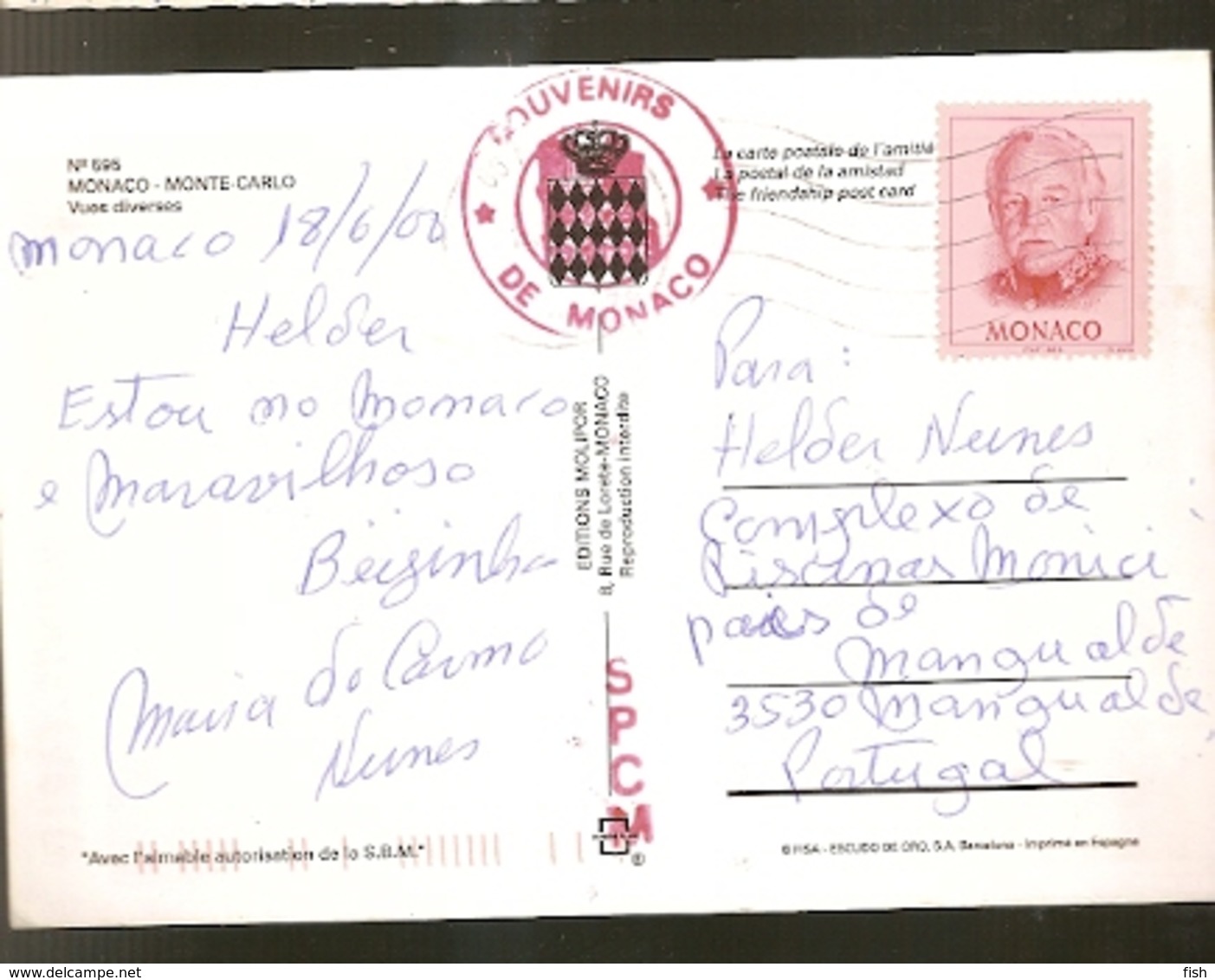 Monaco & Marcofilia, Monaco, Monte-Carlo, Multi-Vues, Mangualde Portugal 2000 (595) - Brieven En Documenten