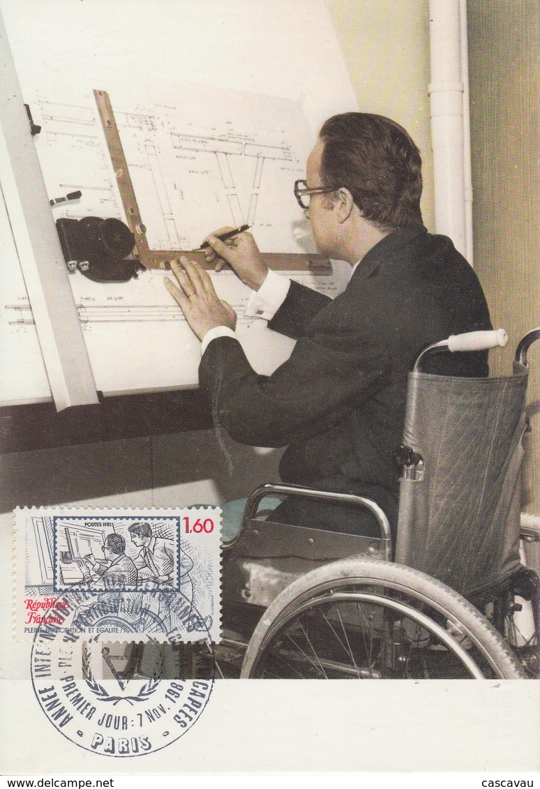 Carte  Maximum  1er  Jour   FRANCE   Année  Internationale  Des  Personnes  Handicapées    1981 - 1980-1989