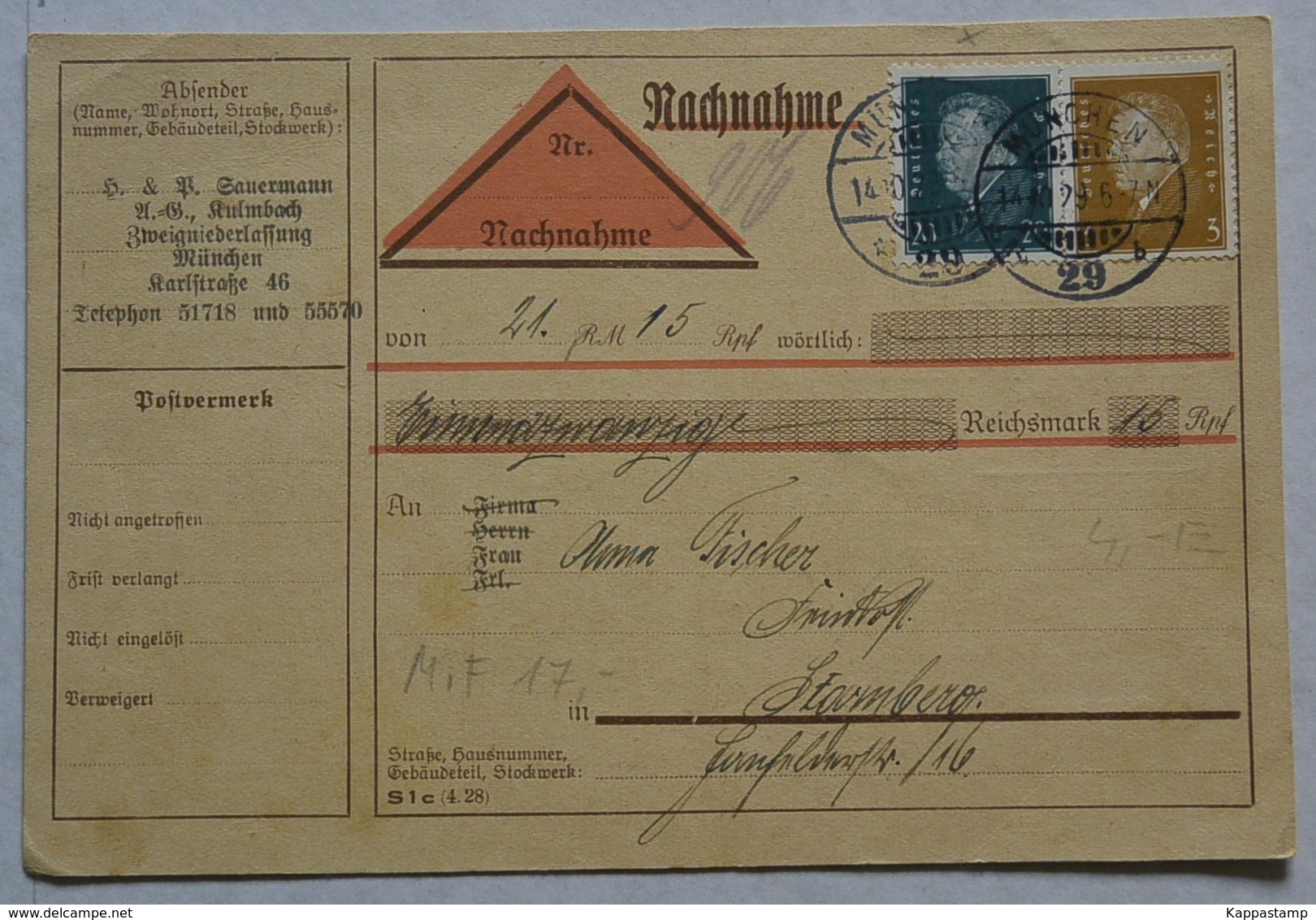 DR Nachnahme/Quittung (Reichsmark Aus 1929 Siehe Scan(LS38 - 1900 – 1949