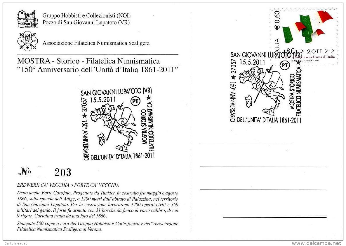 [MD2031] CPM - 150° ANNIVERSARIO DELL'UNITA' D'ITALIA - FORTE CA' VECCHIA - CON ANNULLO 15.5.2011 - NV - Altri & Non Classificati