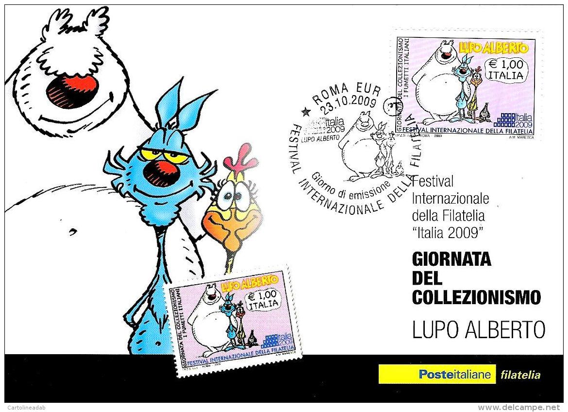 [MD2042] CPM - LUPO ALBERTO - GIORNATA DEL COLLEZIONISMO POSTE ITALIANE FUMETTI - CON ANNULLO 23.10.2009 - NV - Comics