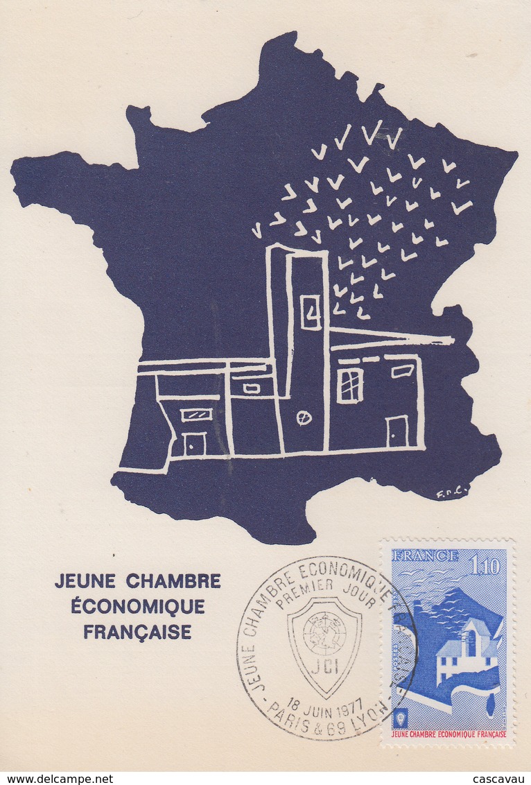 Carte  Maximum  1er  Jour   FRANCE     JEUNE  CHAMBRE  ECONOMIQUE   FRANCAISE    1977 - 1970-1979