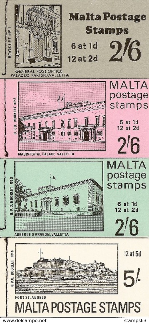 MALTA, 1970, Booklet 1/4, Complete Set Of 4 Booklets - Malta