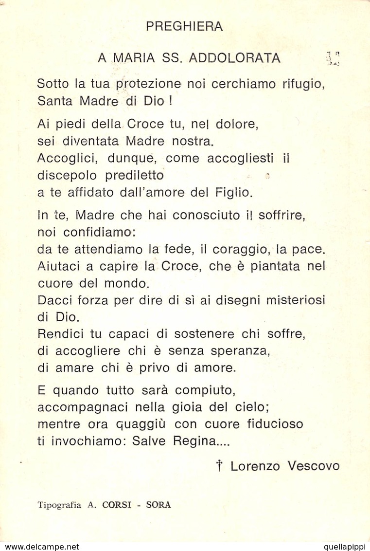 08036 "(FROSINONE) S. SPIRITO DI SORA - MIRACOLOSA IMMAGINE DELL'ADDOLORATA" AL RETRO PIEGHIETA ORIG. - Religione & Esoterismo