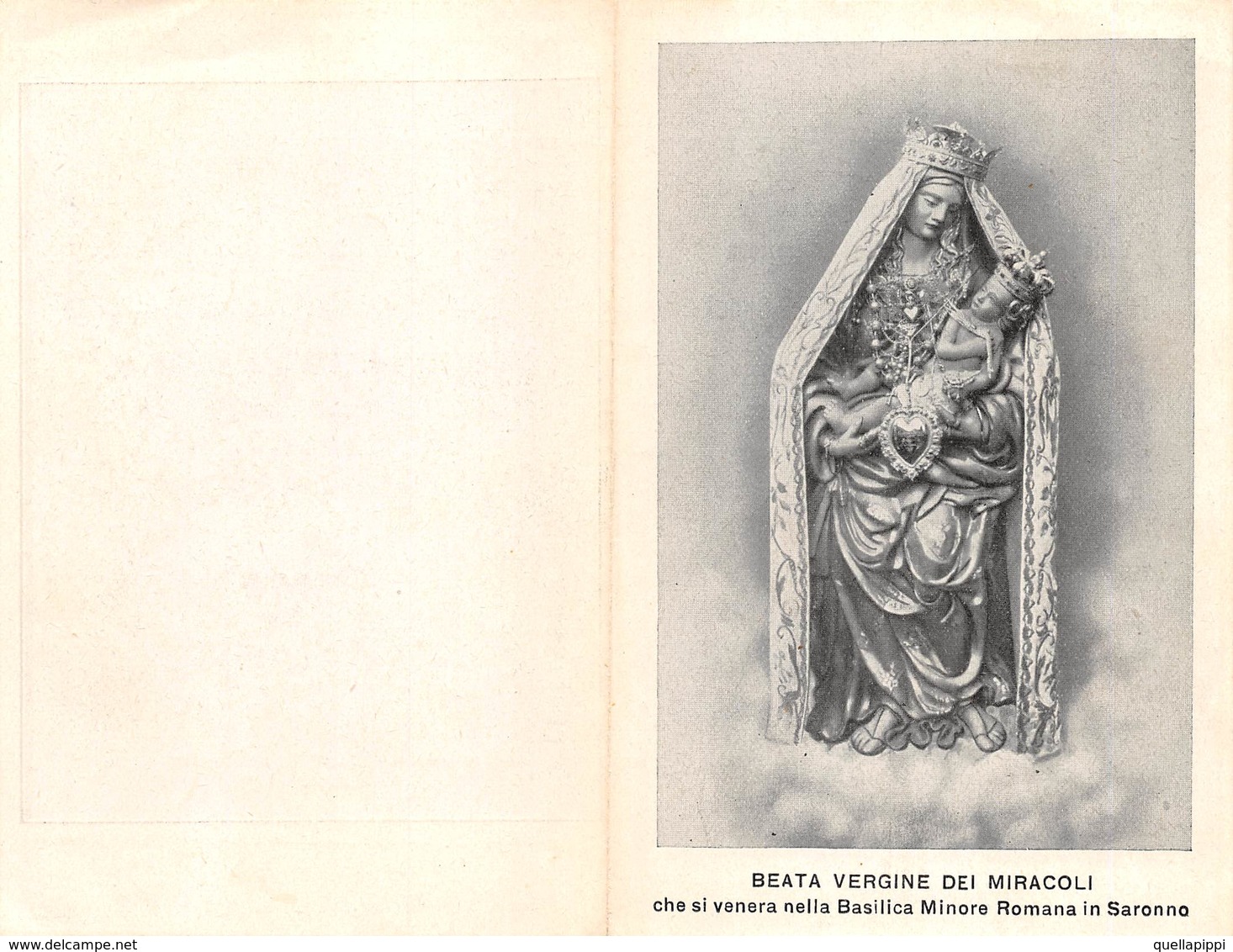 08039 "(VARESE) SARONNO - BEATA VERGINE DEI MIRACOLI" 1923-FOTO PREV. PARR. MONS. CARLO CROCI. PIEGHEVOLE ORIG. - Religion & Esotericism