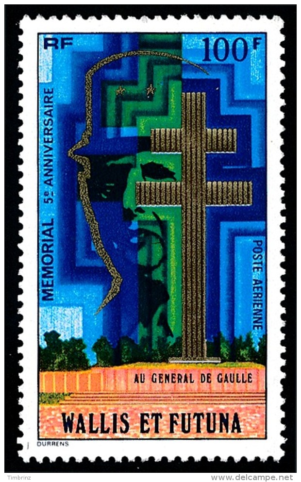 WALLIS ET FUTUNA 1977 - Yv. PA 74 **   Cote= 11,70 EUR - Mémorial Au Général De Gaulle  ..Réf.W&amp;F22069 - Neufs