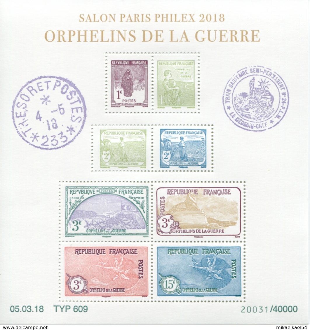 BLOC FEUILLET SALON PARIS PHILEX 2018 ORPHELINS DE LA GUERRE AVEC NOTICE DATE 05.03.18 - Neuf *** - Mint/Hinged