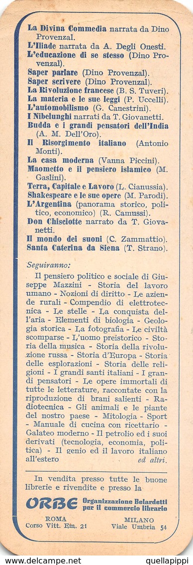 08044 "CAVALLOTTI EDITORE - MILANO - BIBLIOTECA MINIMA DI CULTURA PER TUTTI"  SEGNALIBRO. - Bookmarks
