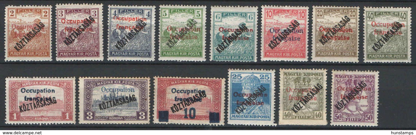 Hungary 1919. Arad / France Occupation Stamps, Overprints On "koztarsasag Op. Stamps Include Betters (14pcs.)  MNH, MH - Ortsausgaben