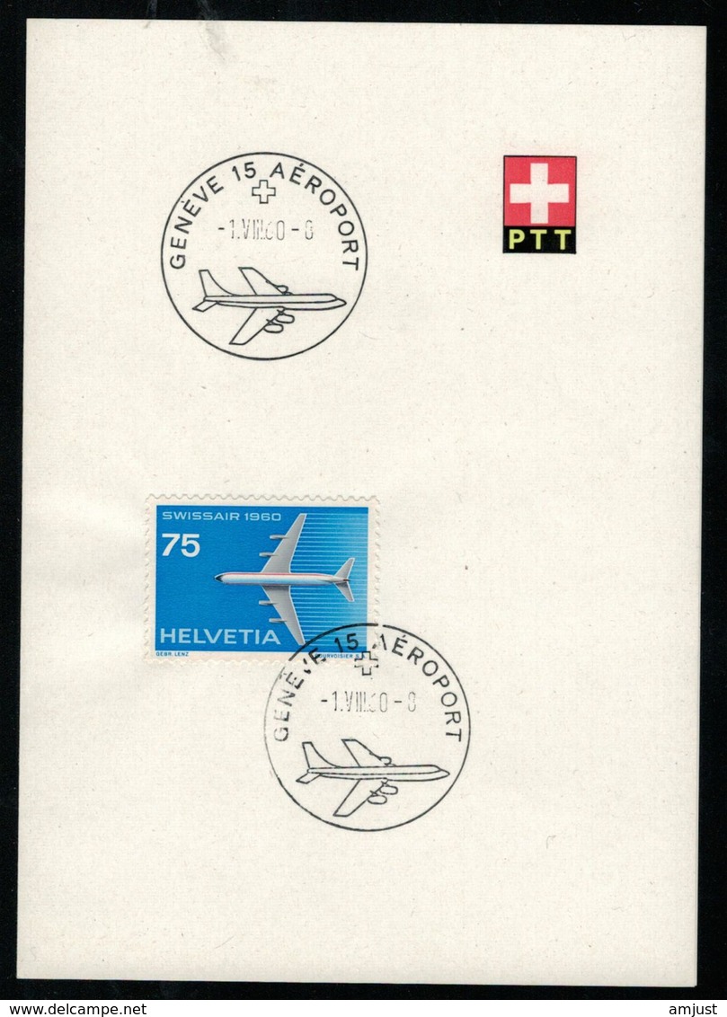 Suisse // Schweiz // Switzerland // Poste Aérienne // Feuillet PTT Avec No. 354 Avec Cachet Genève Aéroport 01.08.1960 - Oblitérés