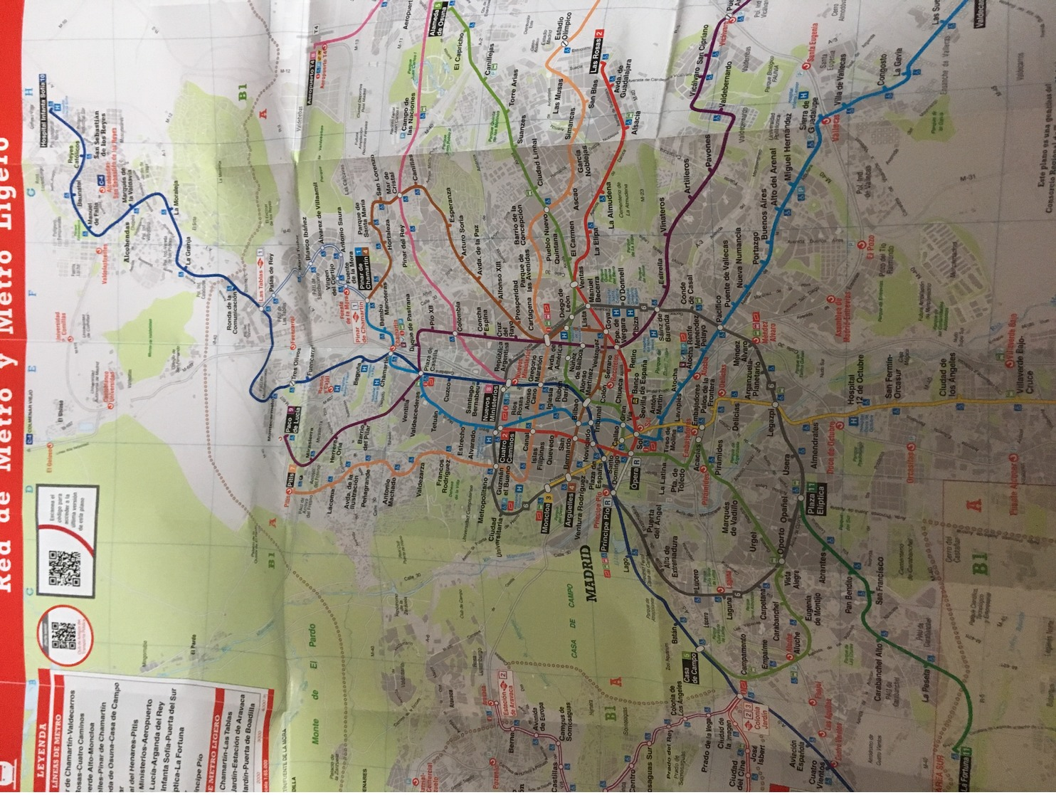 City & Transit Map Madrid Metro & Metro Ligero - Subway Bus Tram - World