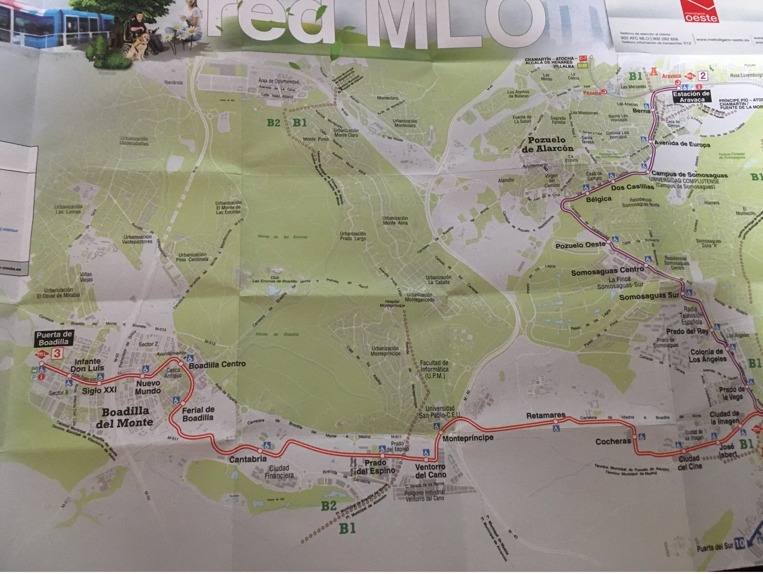 City & Transit Map Madrid Metro & Metro Ligero - Subway Bus Tram