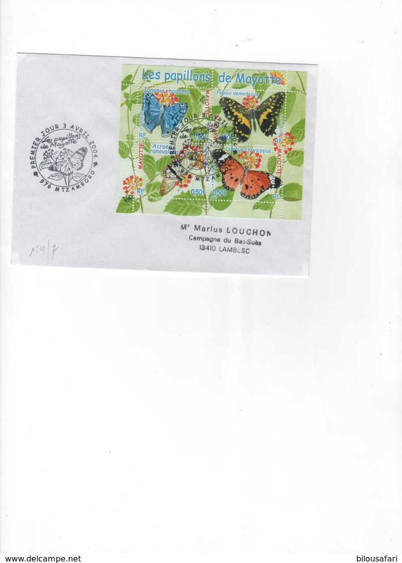 Mayotte 1997-2011 > Lot De 3 Lettres 1er Jour-  - " OISEAUX "  & "PAPILLON"N°134/7-193-154/7 - Covers & Documents