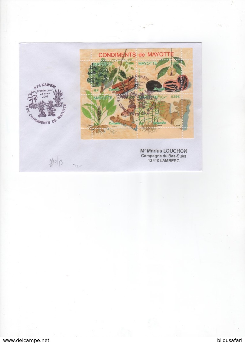 Mayotte 1997-2011 > Lot De 3 Lettres 1er Jour-  - " FRUITS "  & Divers  N°138-141-210/213(Bloc) - Covers & Documents