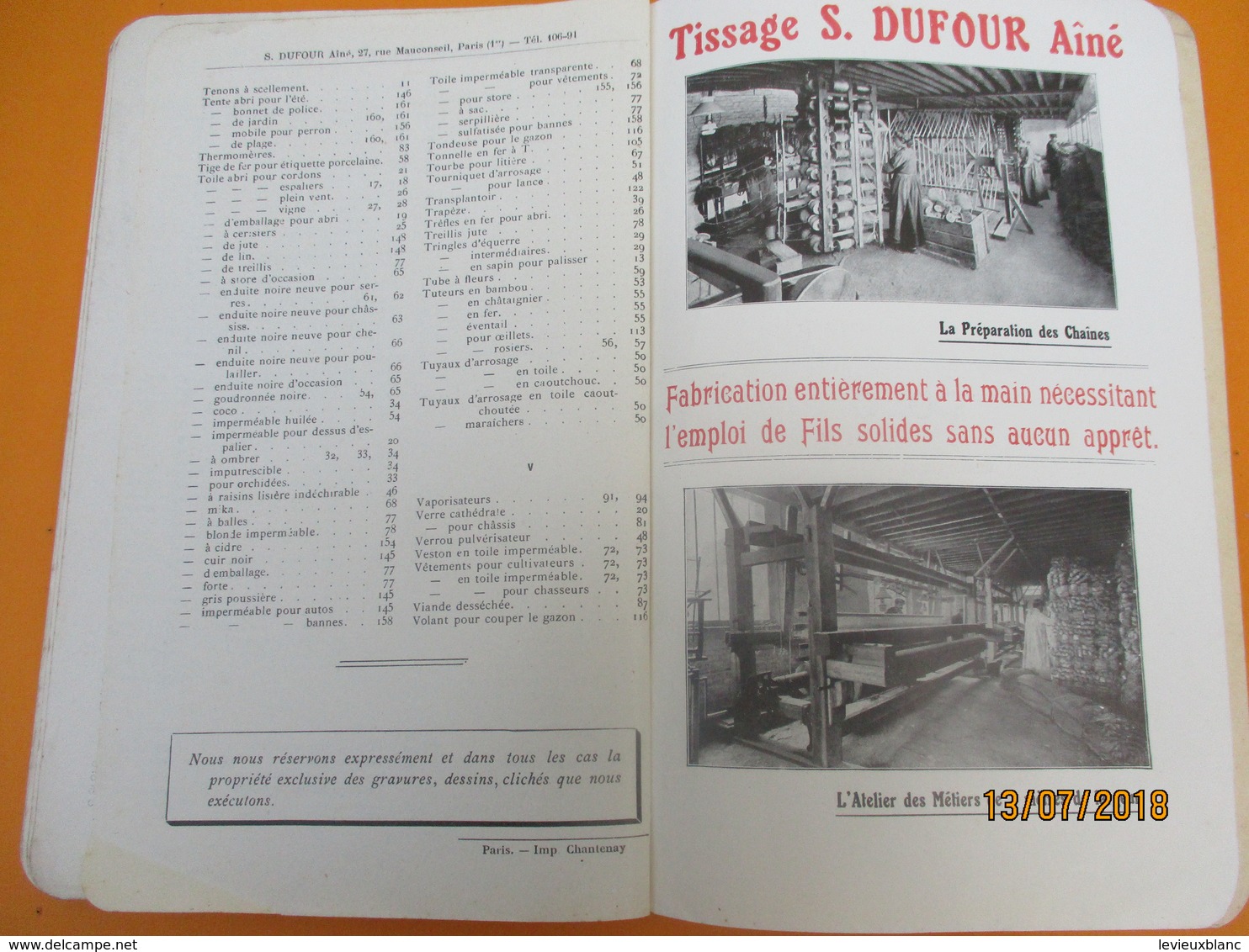 Catalogue/Pour avoir de Beaux Fruits et de belles Fleurs/Maison DUFOUR/Rue Mauconseil PARIS/ 1912         LIV145