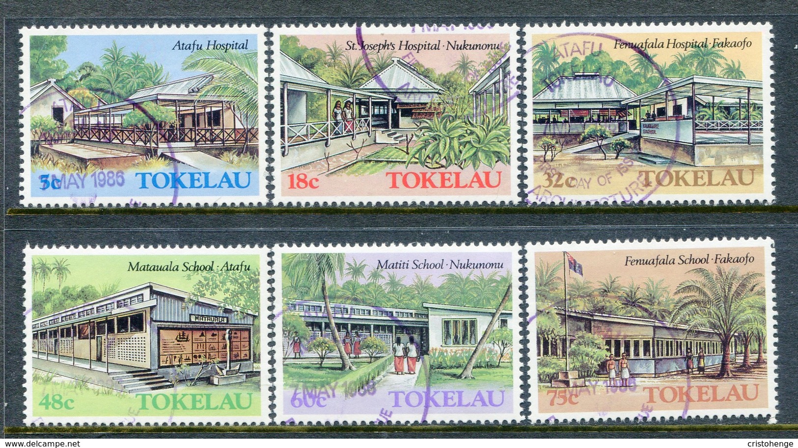 Tokelau 1985 Architecture - 2nd Issue - Hospitals And Schools Set Used (SG 130-135) - Tokelau