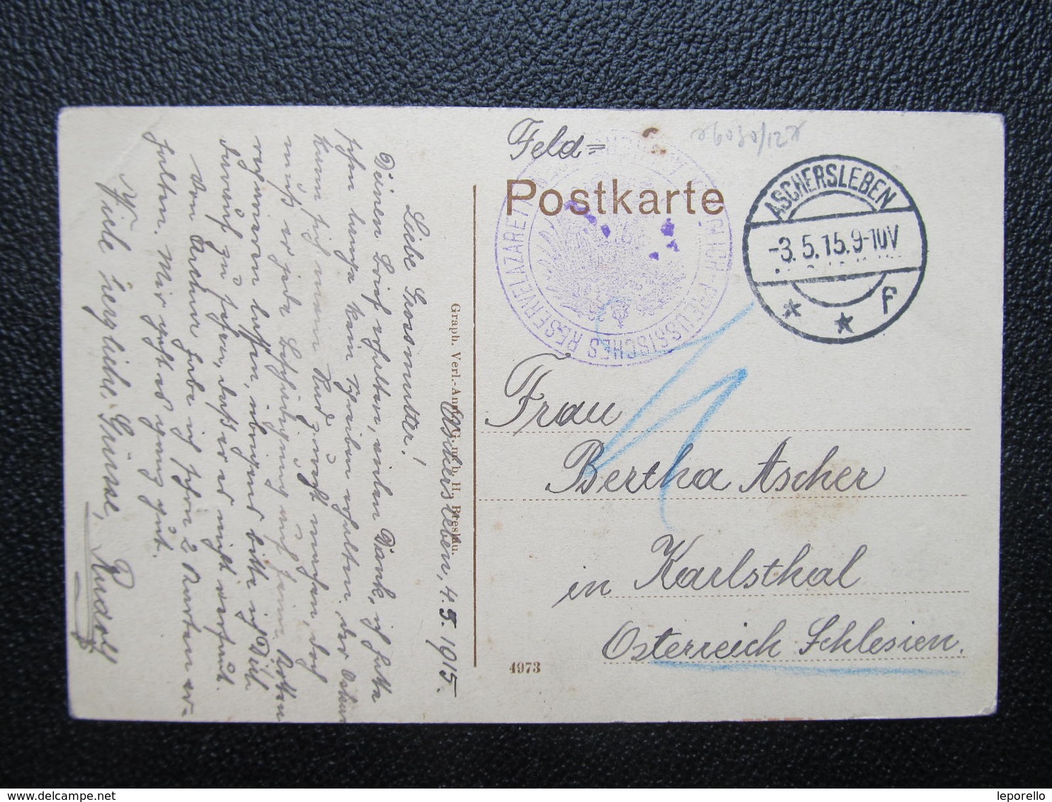 AK ASCHERSLEBEN 1915 Feldpost Breite Strasse Apotheke /////  D*33464 - Aschersleben