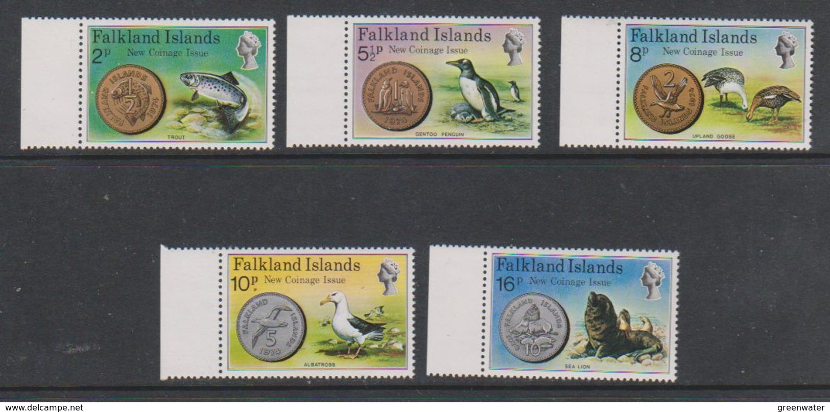 Falkland Islands 1975 New Coinage 5v (+margin) ** Mnh (39515H) - Falkland Islands