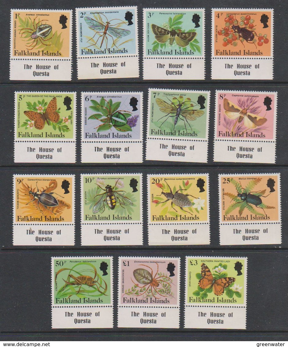 Falkland Islands 1984 Definitives / Insects 15v "House Of Questa In Margin) ** Mnh (39517) - Falklandeilanden