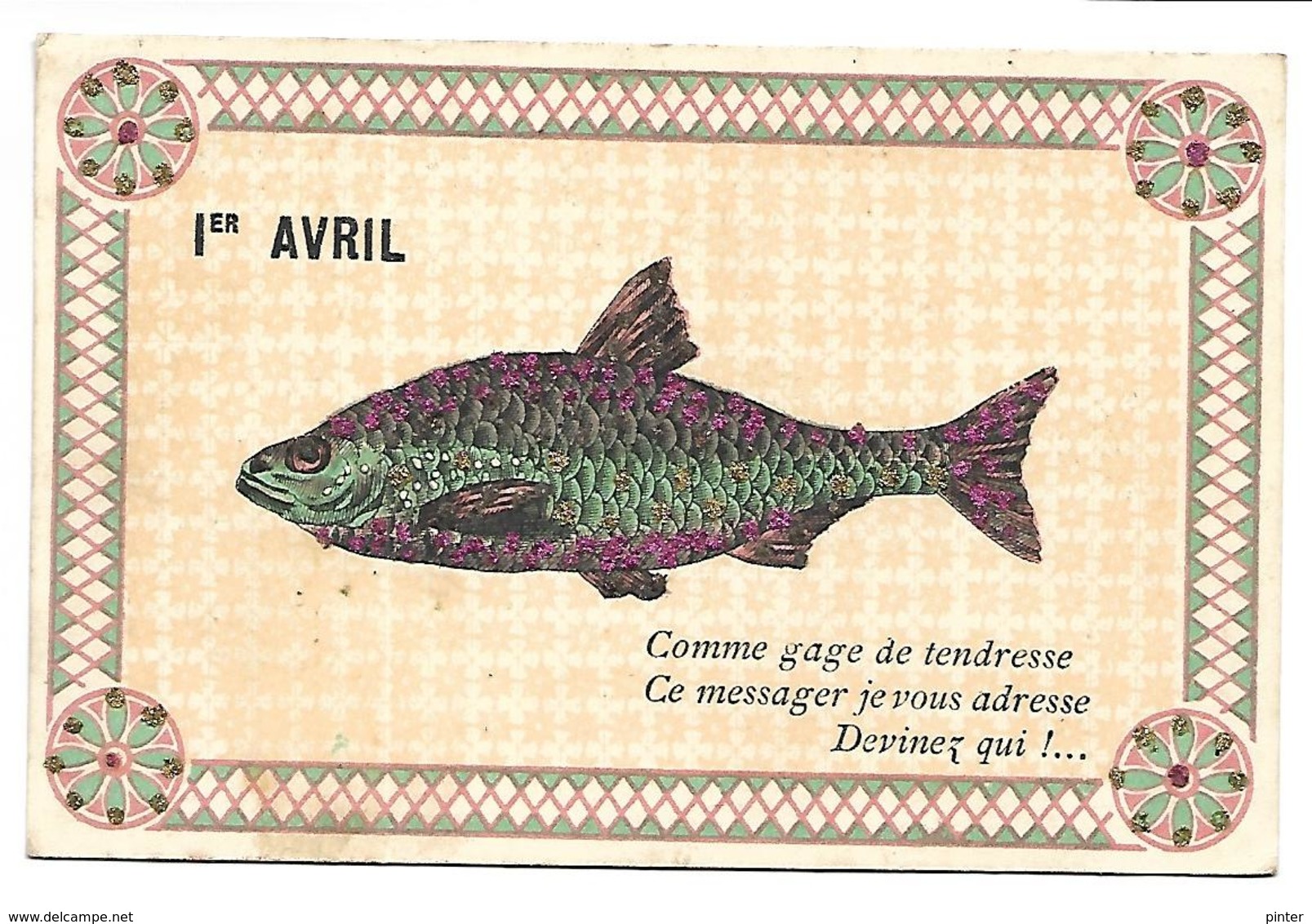 1ER AVRIL - POISSON D'AVRIL - Carte Pailletée - 1er Avril - Poisson D'avril