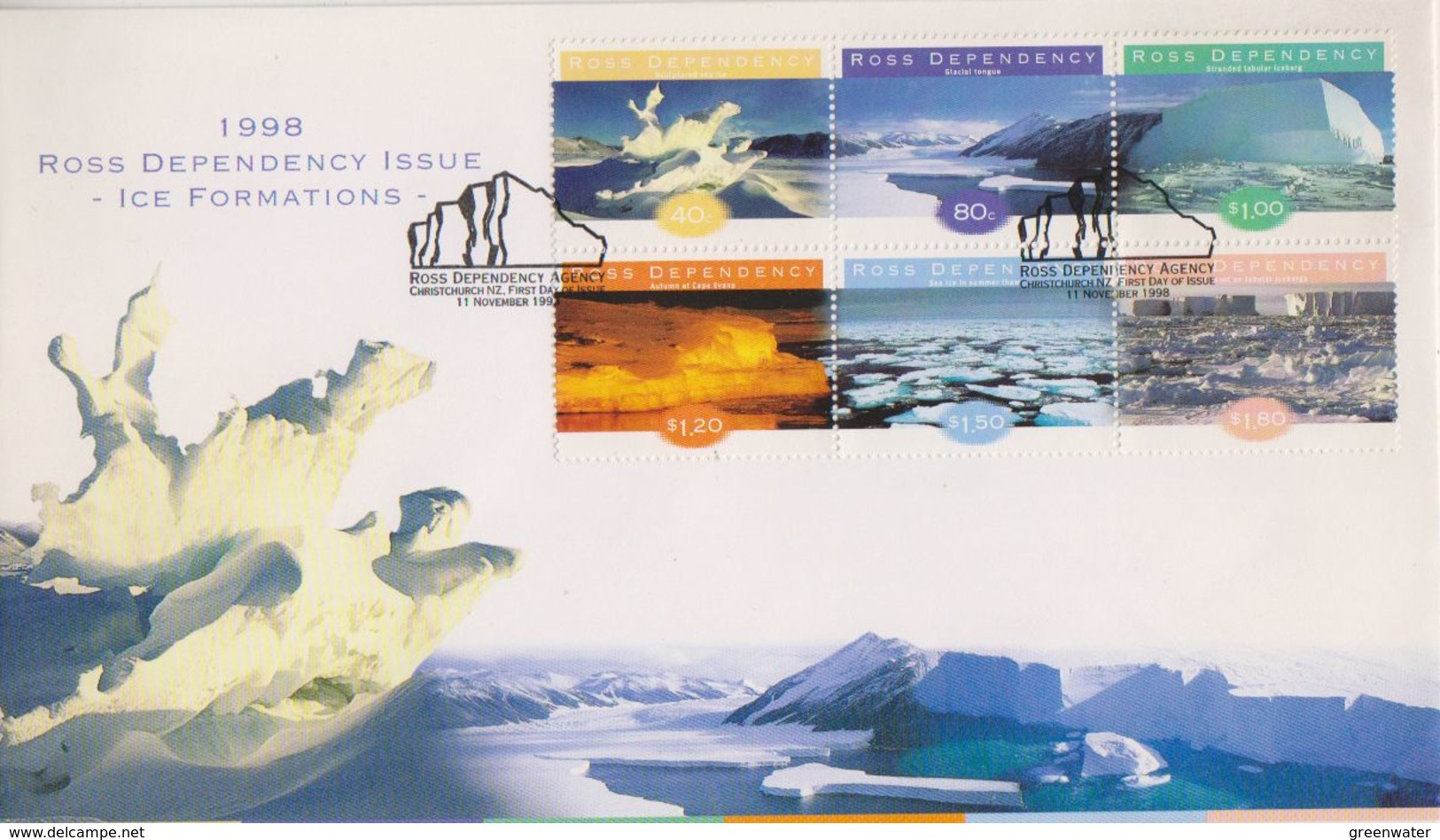 Ross Dependency 1998 Ice Formations 6v  Se Tenant FDC (39518) - FDC