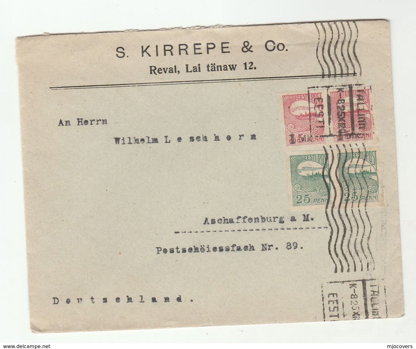 1920 ESTONIA COVER Kirrepe Co Multi IMPERF OVPT Stamps Tallinn To Germany - Estonia