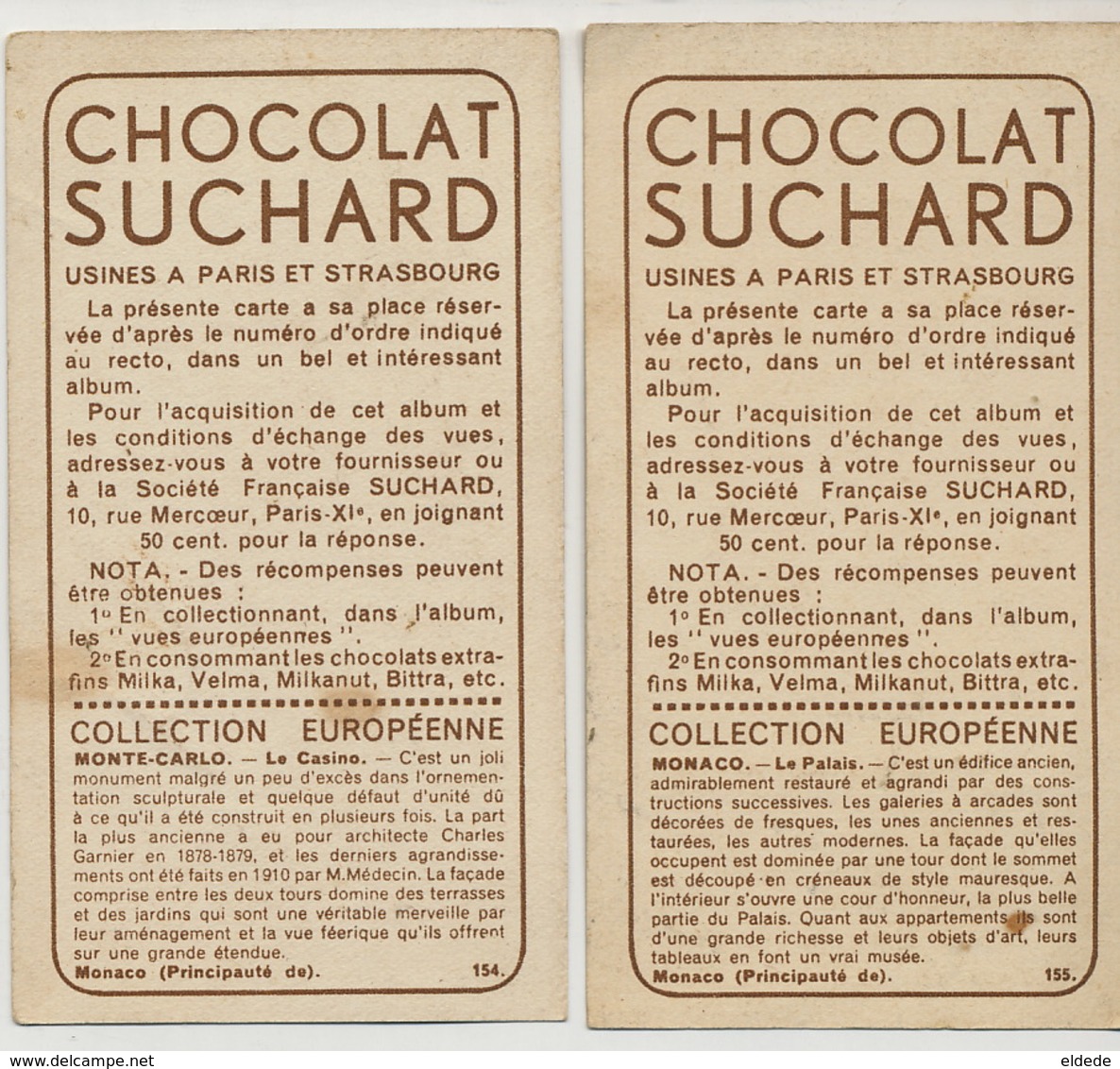 2 Images Pub Suchard  Monaco Palais Et Monte Carlo Casino ( Garnier Medecin ) - Autres & Non Classés