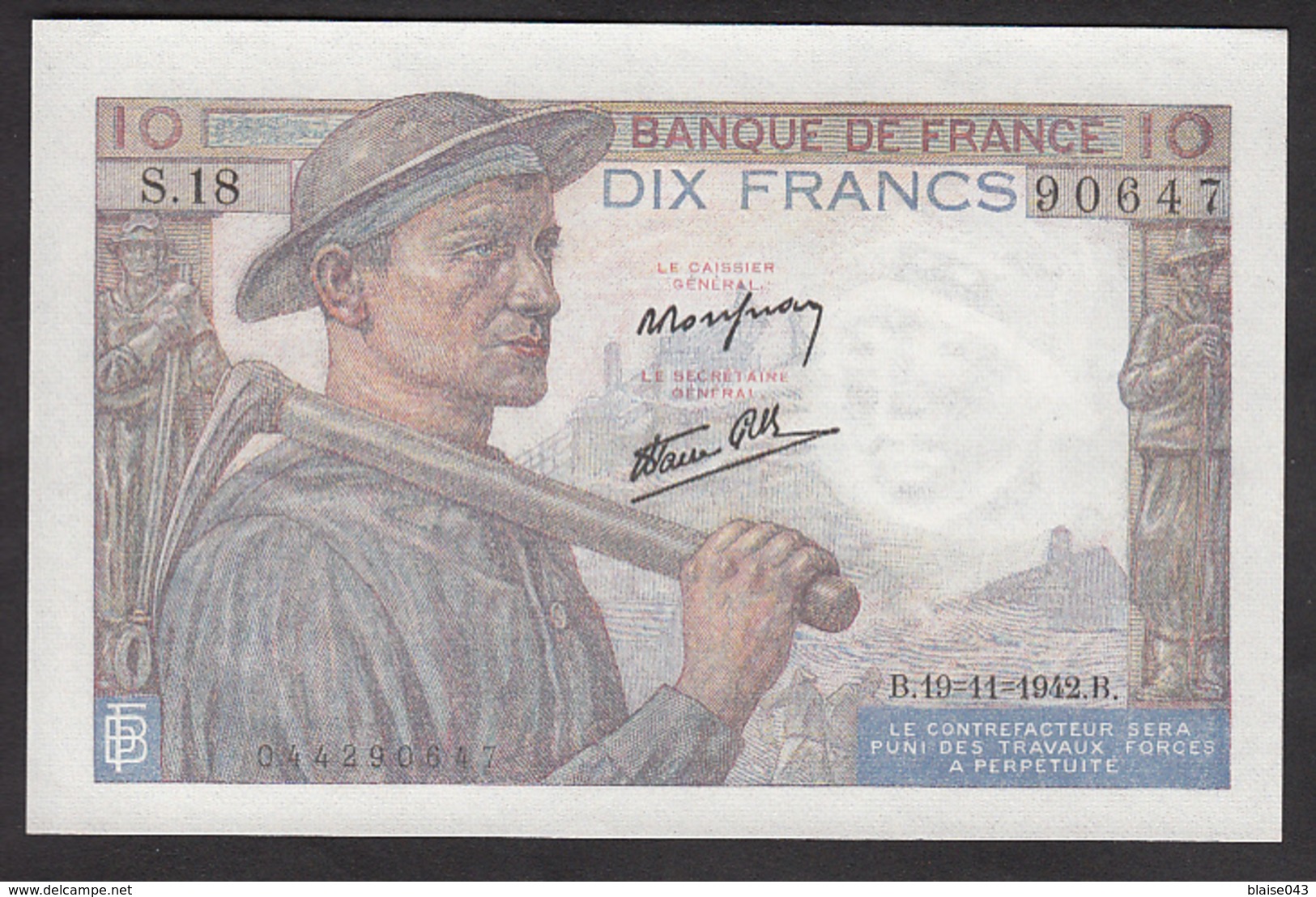 10 Francs Mineur - Fay: 8/5 Du 19-11-1942 En Neuf - Voir Descriptif - 10 F 1941-1949 ''Mineur''