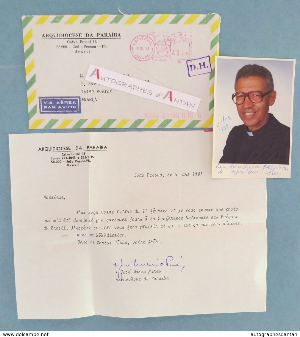 BRESIL - PARAIBA - José Maria PIRES 1981 Joao Pessoa Evêque Bishop Letter + Photo Autograph - France Brasil Brazil - Autres & Non Classés