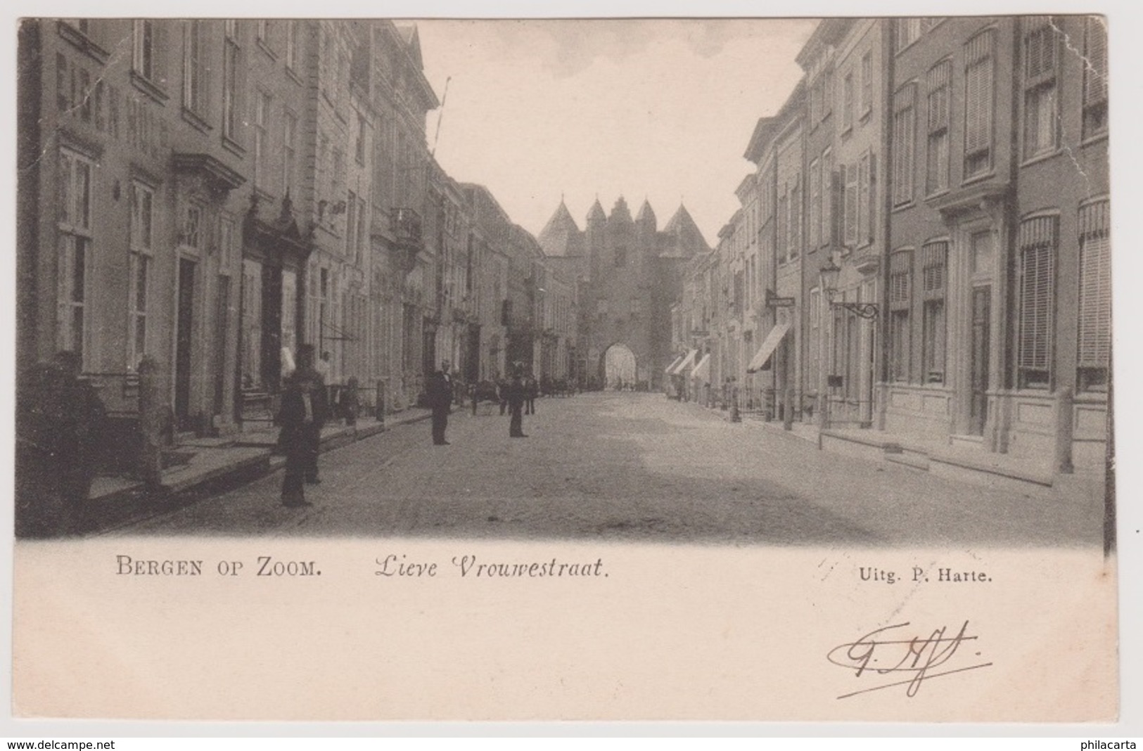 Bergen Op Zoom - Lieve Vrouwestraat Met Volk 1902 - Bergen Op Zoom