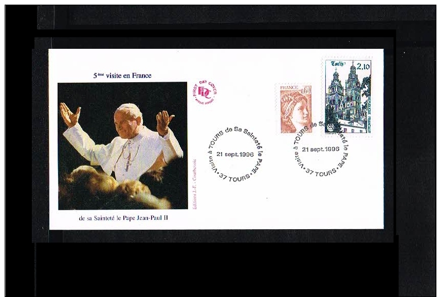 1996 - France Cover With Mi. 2501 - Religion - Popes - 5th Visit To France - Tours [KB113] - Brieven En Documenten