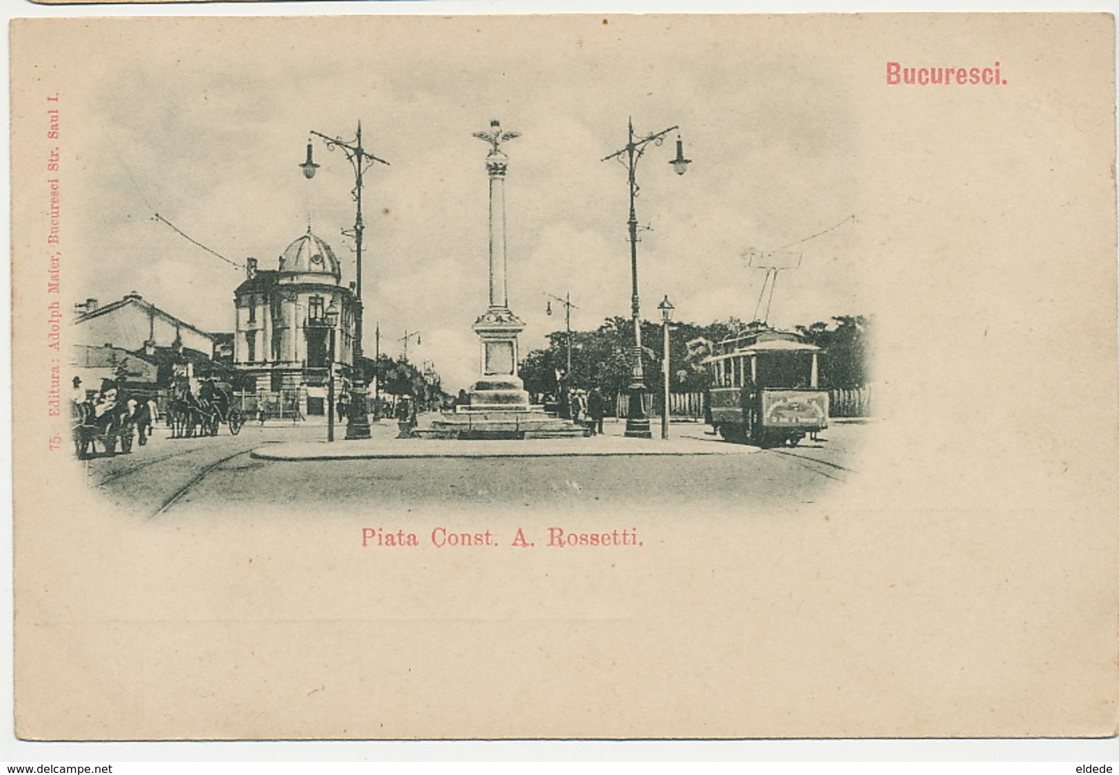 Bucuresti Piata Const. A Rossetti  75 Edit Adolph Maier  Undivided Back Tram - Roumanie