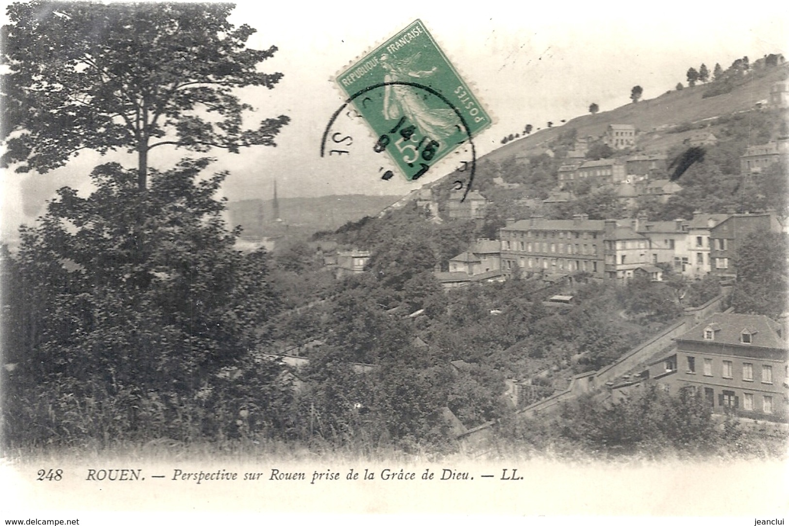 248. ROUEN . PERSPECTIVE SUR ROUEN PRISE DE LA GRACE DE DIEU . AFFR LE 8-7-1916 SUR RECTO - Rouen