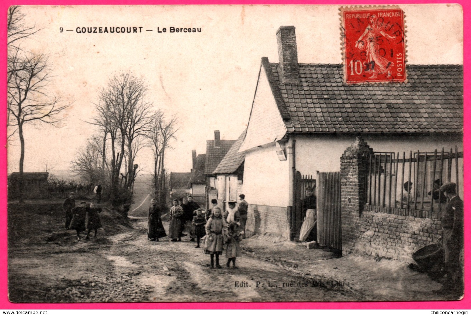 Gouzeaucourt - Le Berceau - Enfant - Animée - 1907 - Edit. P.L. Rue Des Arts à Lille - De MALINCOURT ( Domestique ) - Marcoing