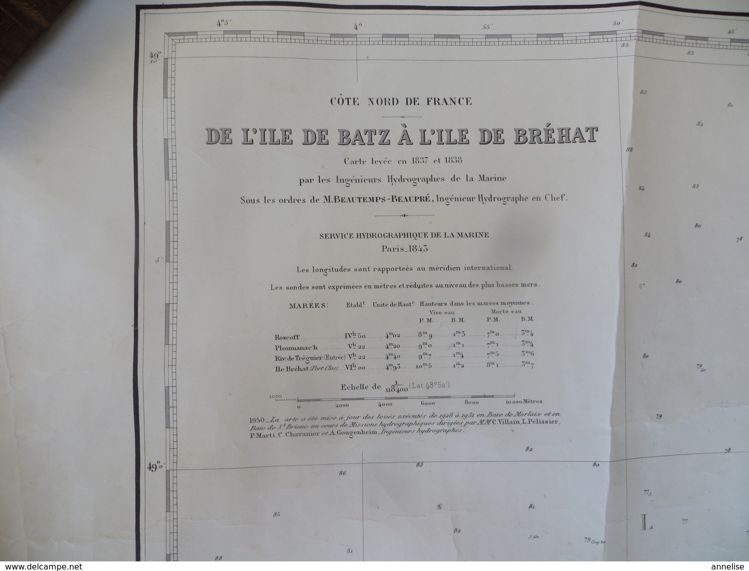 Carte Marine : Ile De Batz 29 - Ile De Bréhat 22  N° 970  SHM 1843 - Seekarten