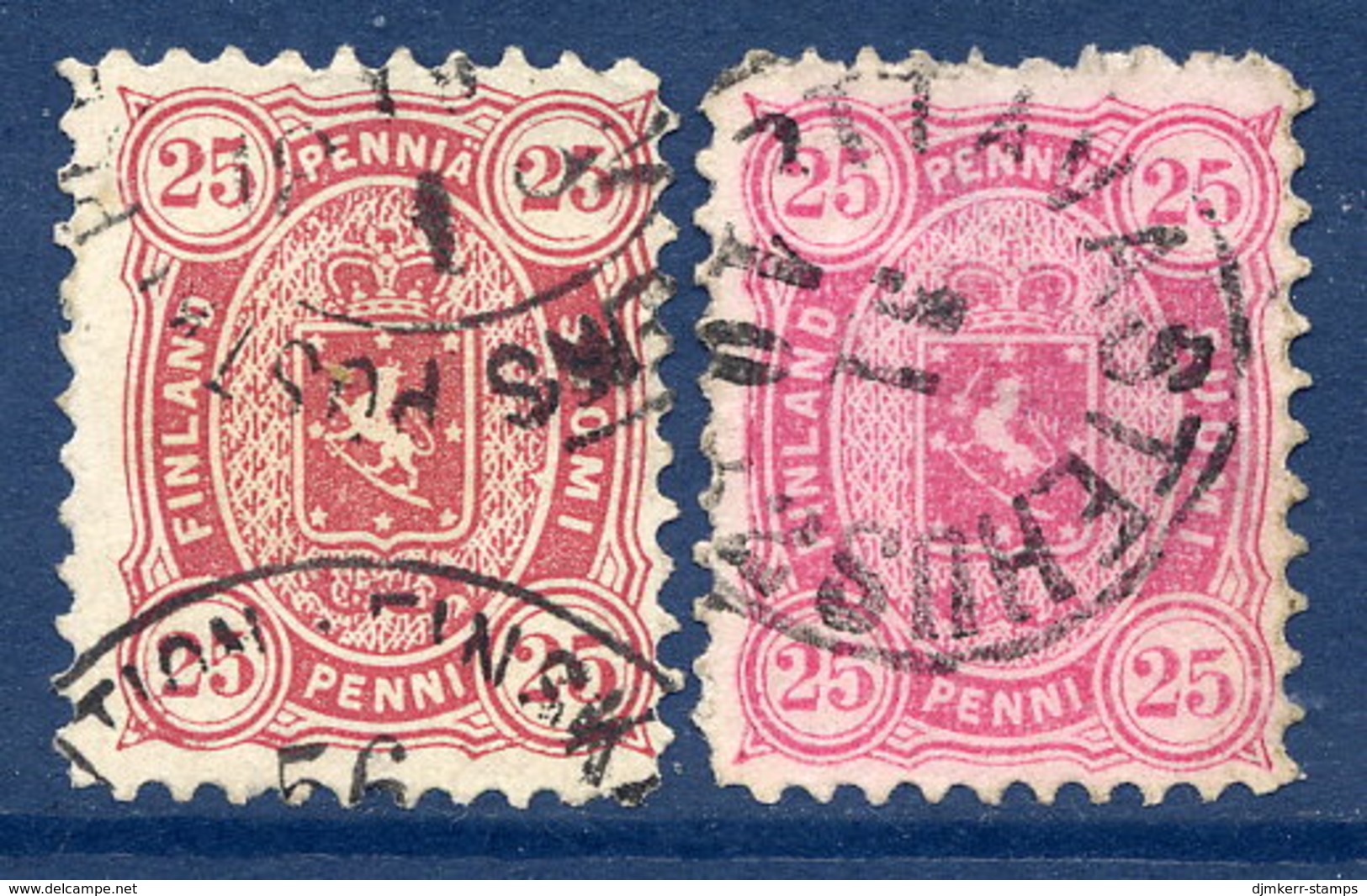 FINLAND 1879  25p Two Shades Perforated 11  Used.  Michel 17Aya-b - Usados