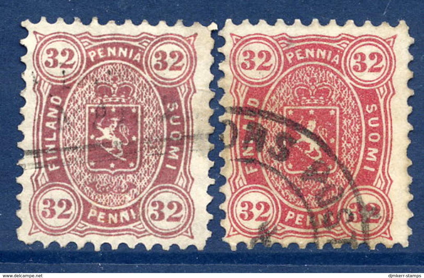 FINLAND 1875  32p Two Shades Perforated 11  Used.  Michel 18A, SG 78-79 - Used Stamps