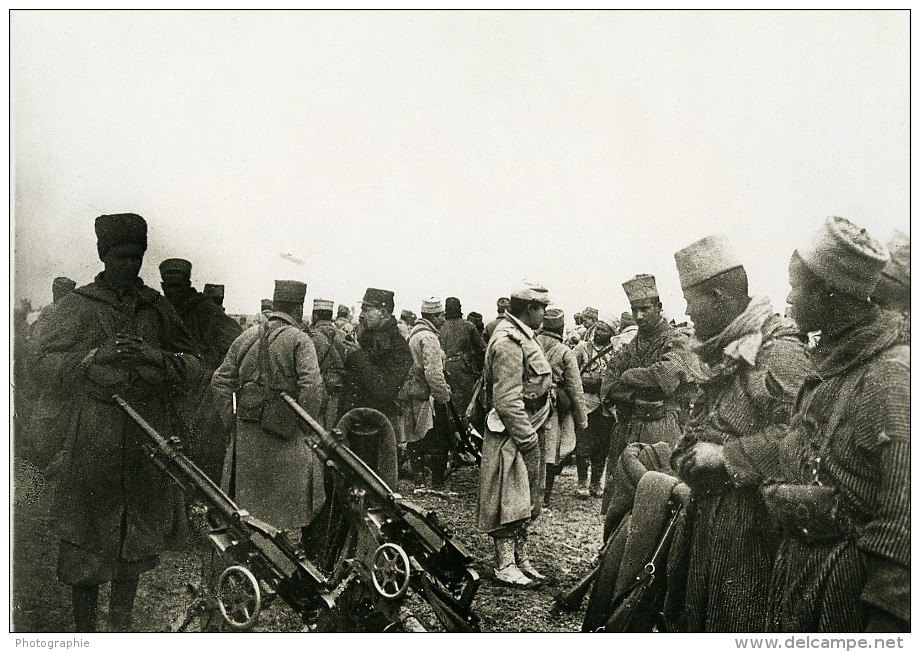 France WWI Sur Le Front Tirailleurs Marocains &amp; Algiériens Ancienne Photo 1917 - Guerre, Militaire