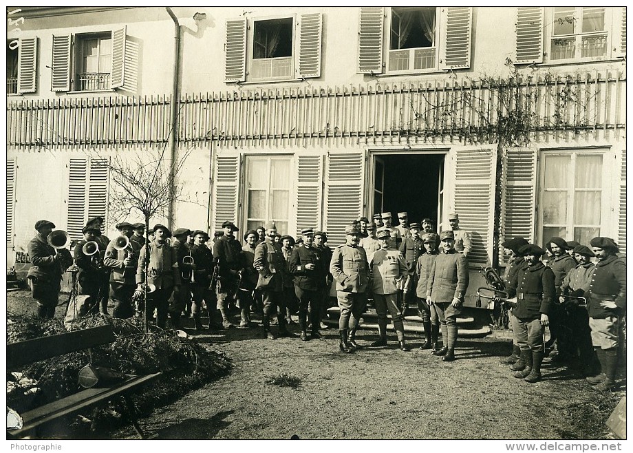 France WWI Wesserling General Nollet &amp; Officiers Italiens Ancienne Photo 1917 - War, Military