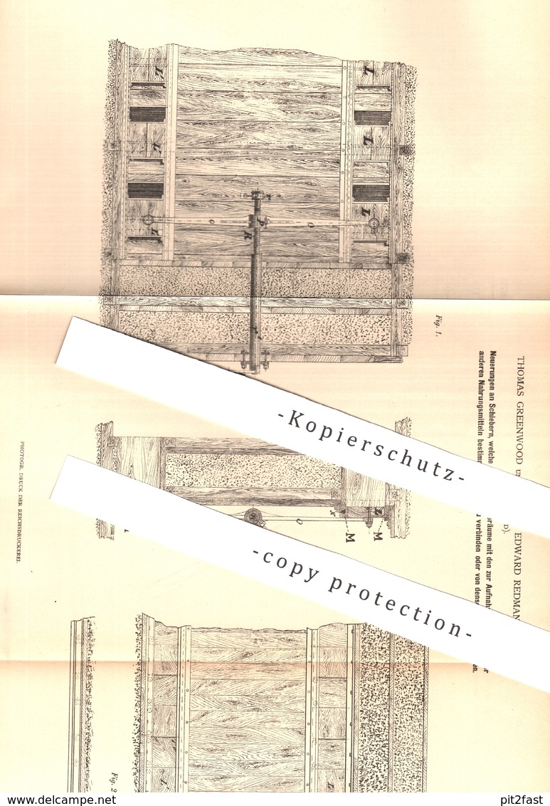 Original Patent - Thomas Greenwood , Thomas Edward Redman , Calne , England , 1879 , Kühlraum - Schieber | Tür - Riegel - Documenti Storici