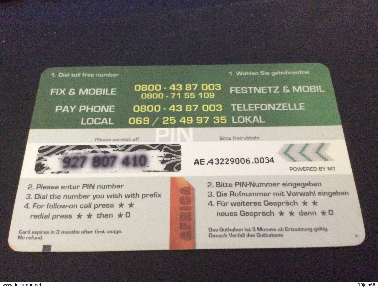 5 Euro  Afrika Dialer   Telefonkarte - Little Printed  -   Used Condition - [2] Prepaid