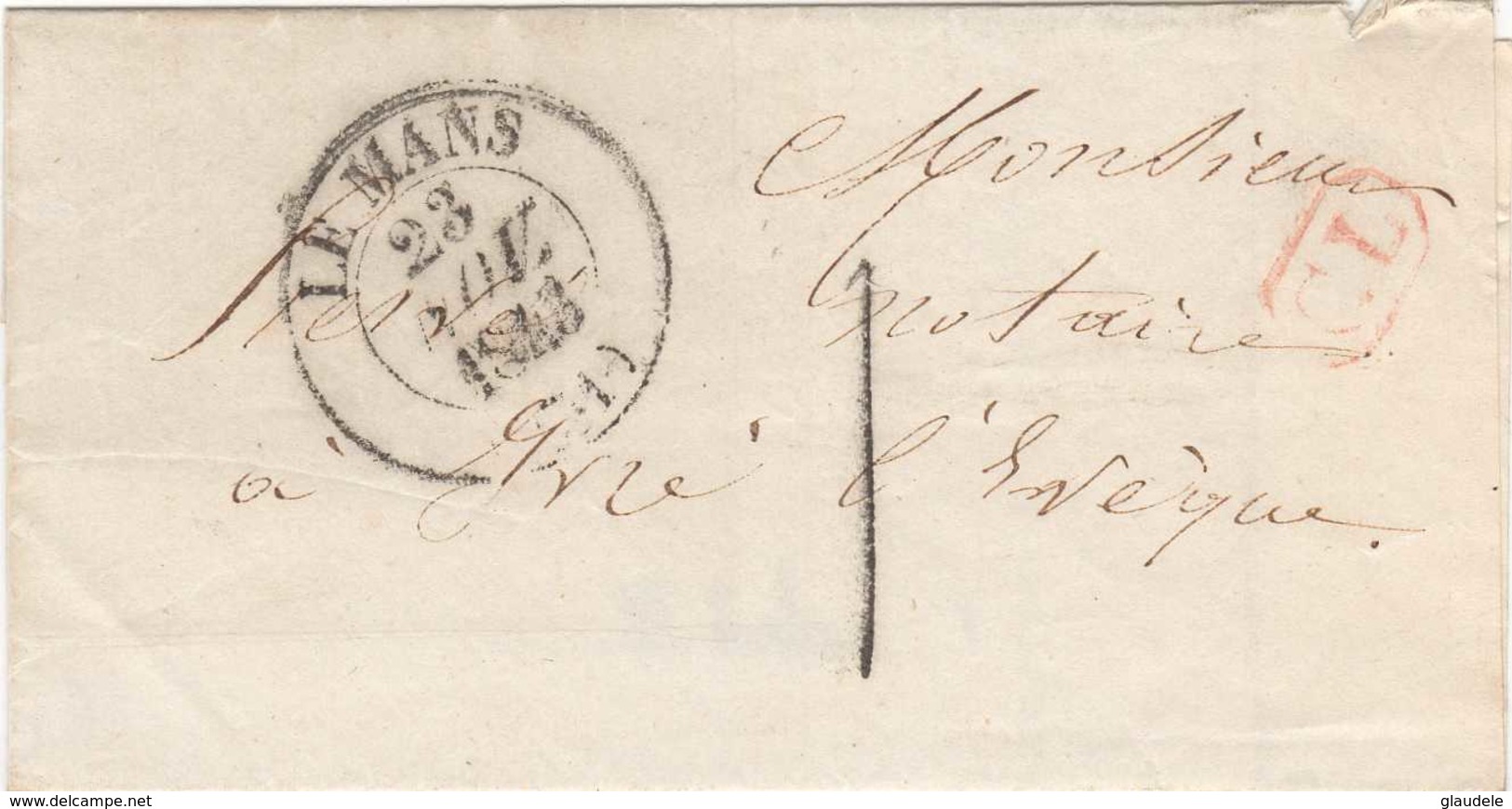 Courrier Sarthe  Le Mans  A  Yvre  L'eveque - 1801-1848: Précurseurs XIX