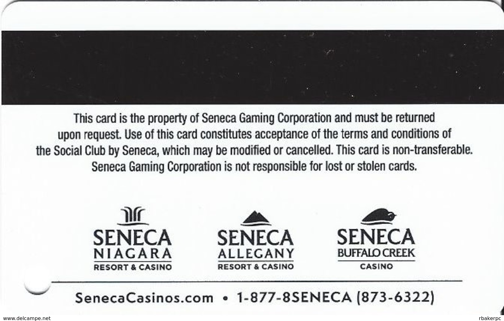 Seneca Casinos - New York, USA - Slot Card - Cartes De Casino