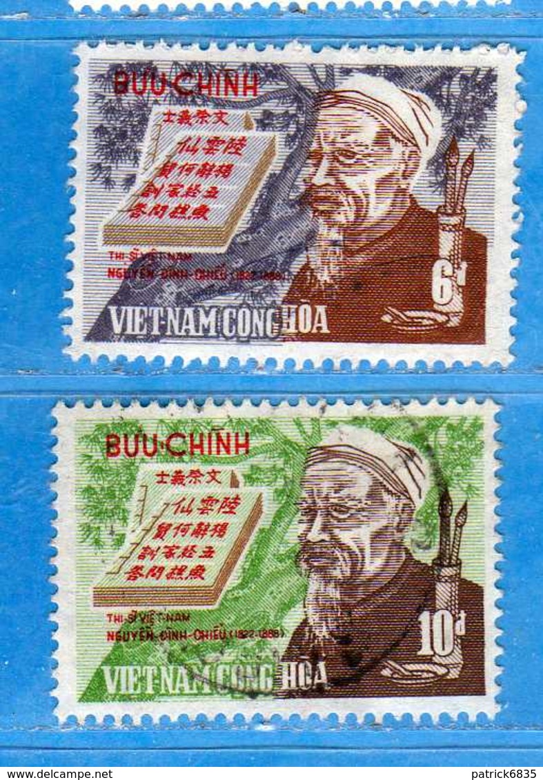 (1Us) VIETNAM Du SUD °-1970 - Poète . Yvert. 385-386. Oblitéré.  Vedi Descrizione. - Vietnam