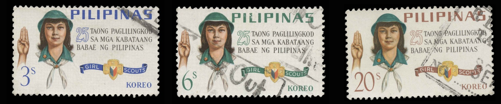 Philippines Scott # 947-949, Set Of 3 (1966) 25th Anniversary Philippine Girl Scouts, Used - Philippines