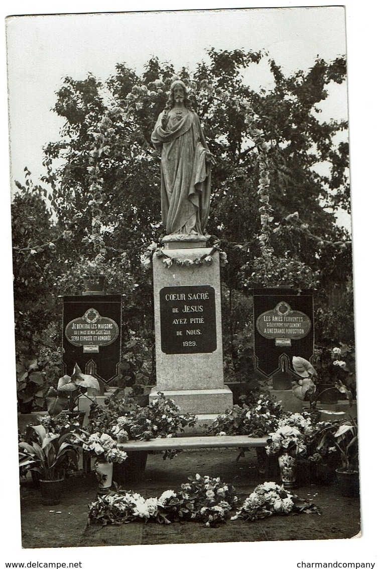 Virginal (?) - Carte Photo 1930 - Monument Coeur Sacré De Jésus - 2 Scans - Ittre