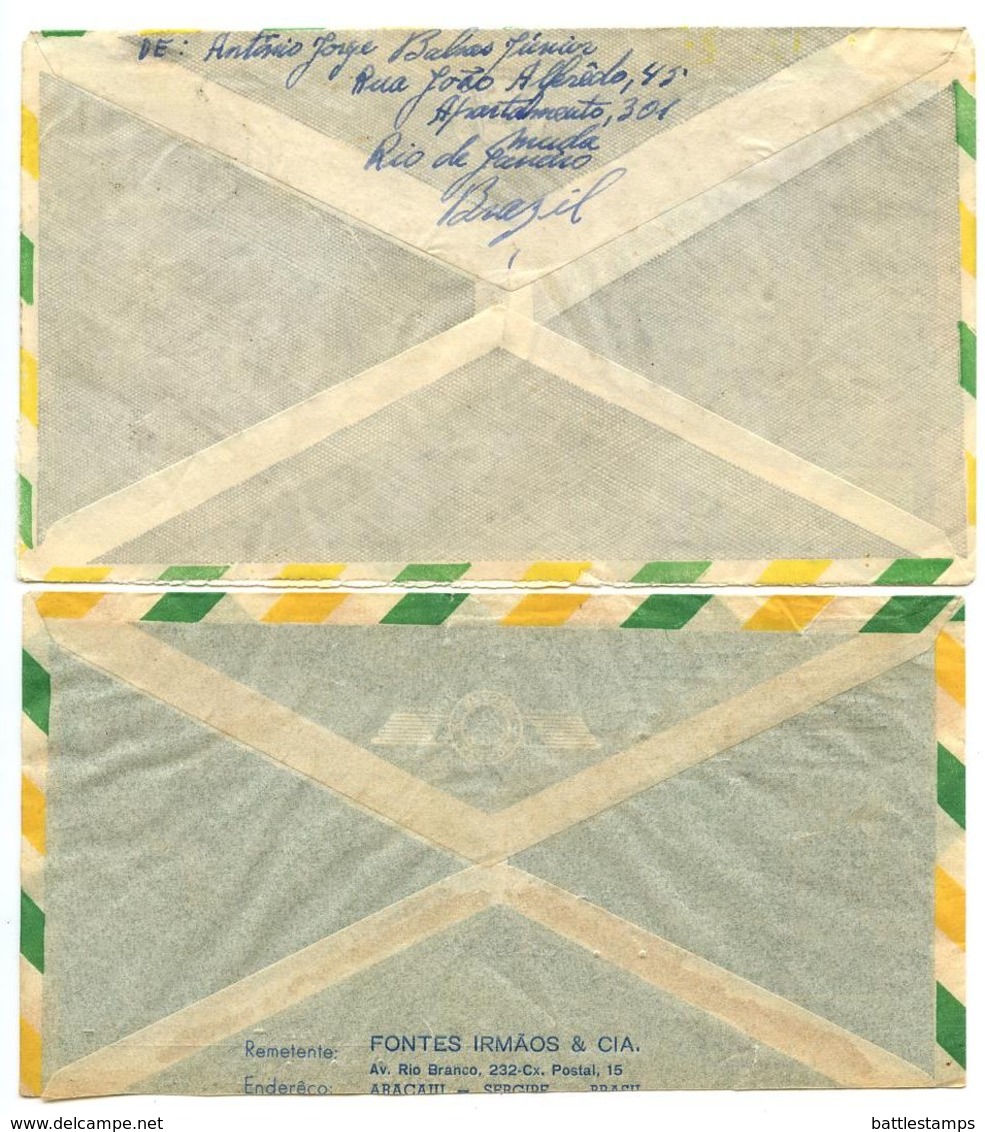 Brazil 1949/51 2 Airmail Covers Aracaju, Sergipe & Rio De Janiero To U.S. - Covers & Documents