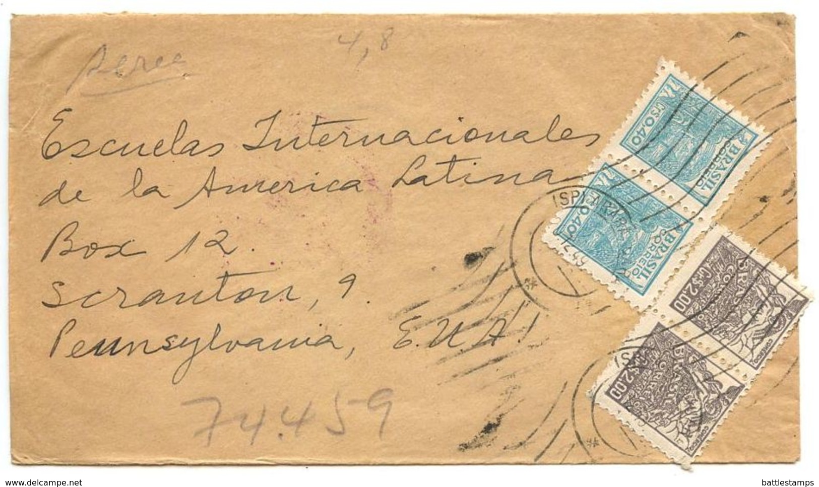 Brazil 1949 Registered Airmail Cover Araraquara To U.S. W/ Scott 661 & 666 - Covers & Documents
