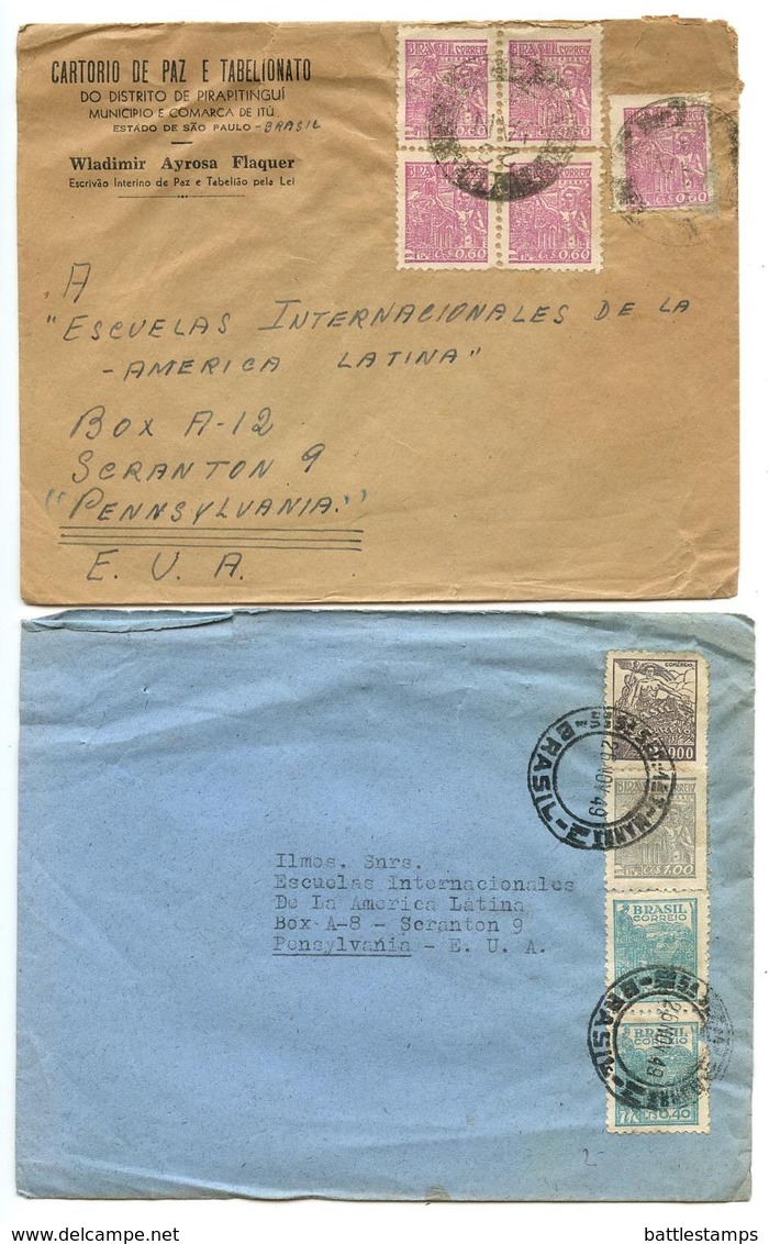 Brazil 1949-50 10 Covers to U.S., Mix of Stamps & Postmarks