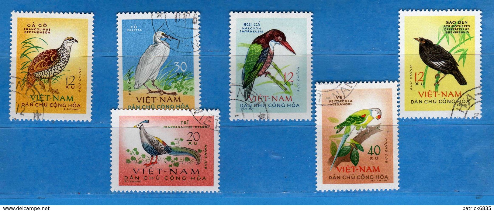 (1Us) VIETNAM Du NORD °-1963 - OISEAUX . Yvert. 333 à 338. Oblitéré.  Vedi Descrizione. - Vietnam